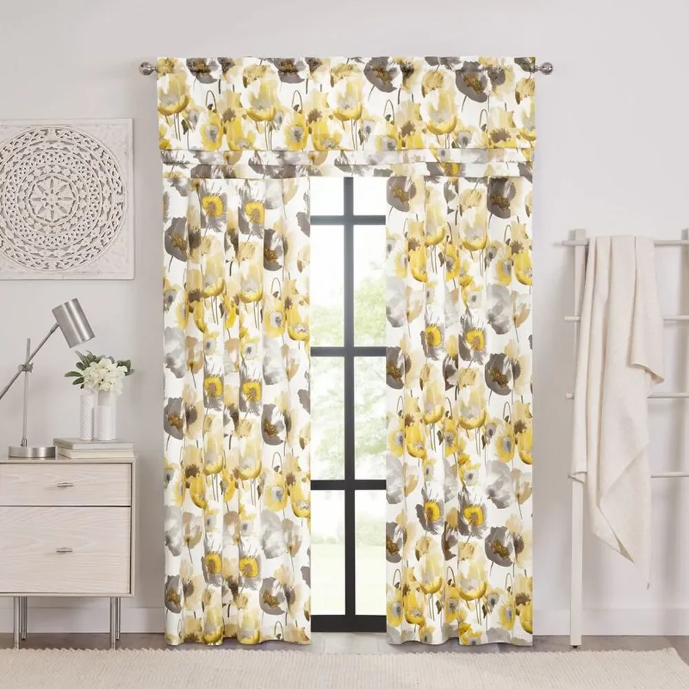 PowerSellerUSA 2-PACK Floral Modern Room Darkening Window Curtain for